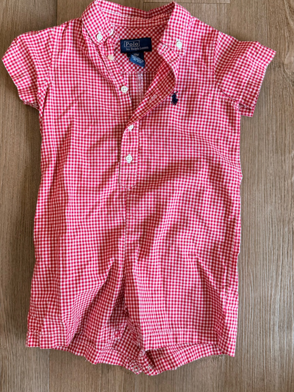 Ralph Lauren Pink Gingham Button-Front Kids Romper